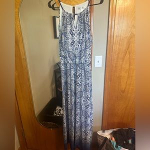 London Times Blue/White Maxi Dress (L)